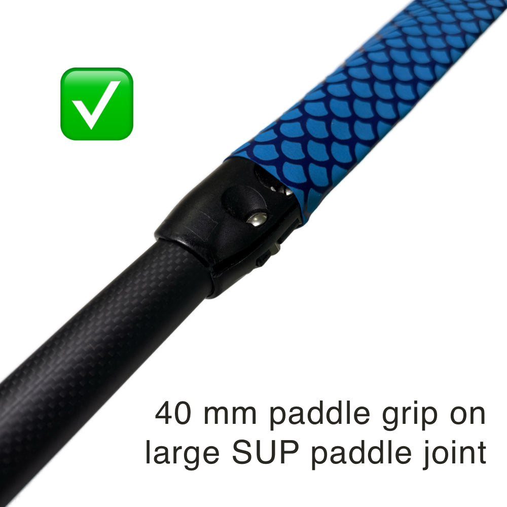 Blue Paddle Grip SUP 40 mm Fish Scale pattern on large SUP paddle joint
