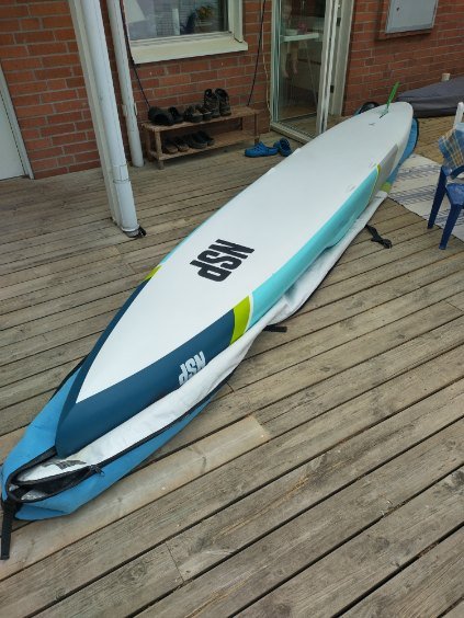 NSP Carolina Pro Carbon 14'0 x 23.5 used - deck view with board bag