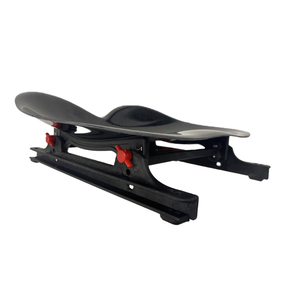 Nelo Seat Rails Carbon-Nylon mounted with seat – side view showing adjustment