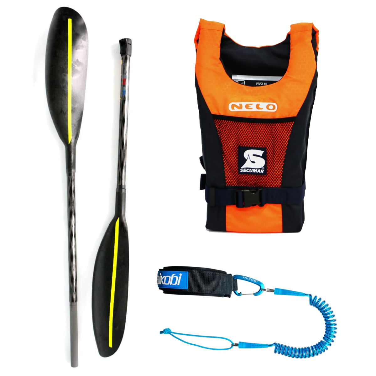 Nelo Surfski Paket von Wingpaddel, Fluggurtzeug, Leine