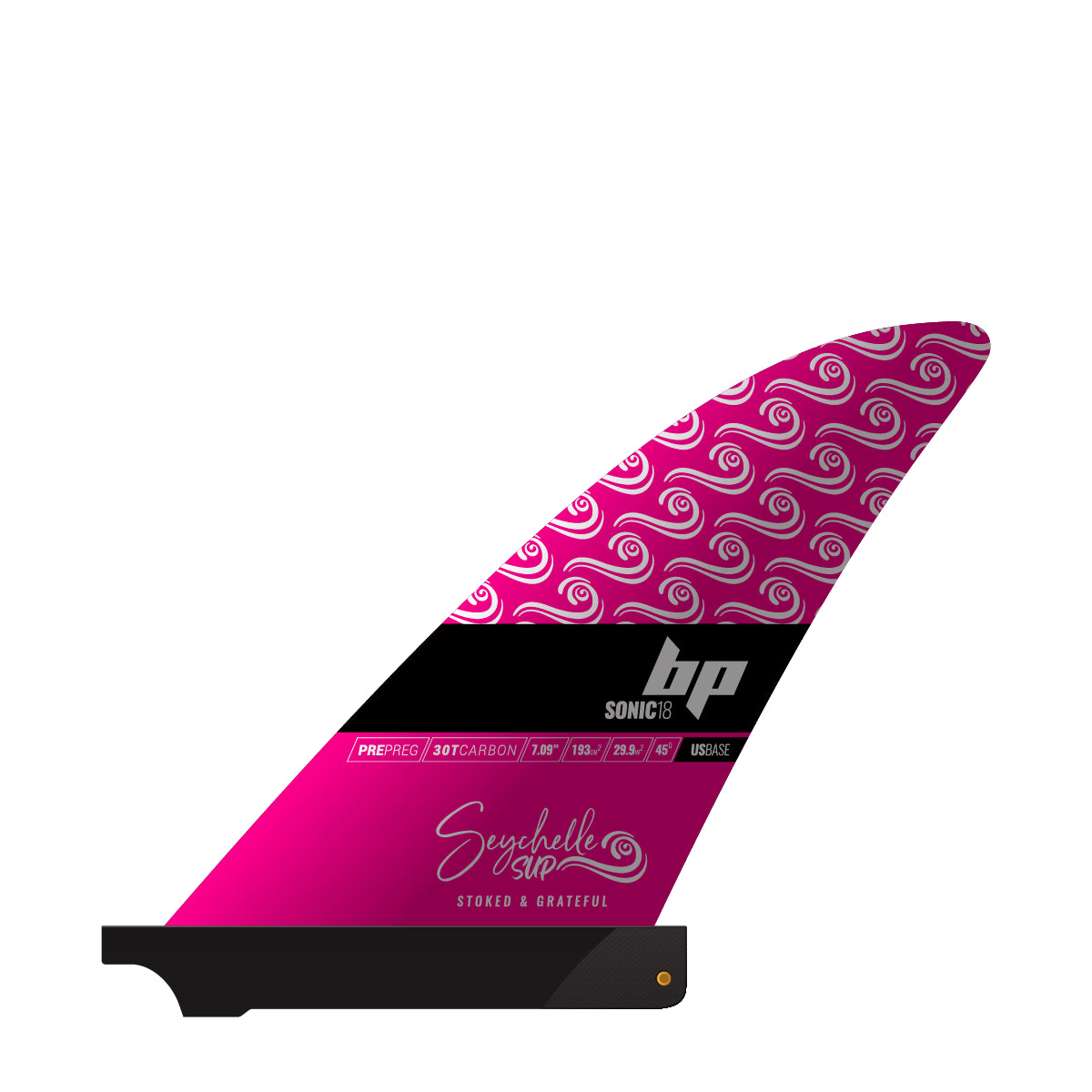 Black Project Sonic SUP fin, Seychelle Edition - US Base, left side