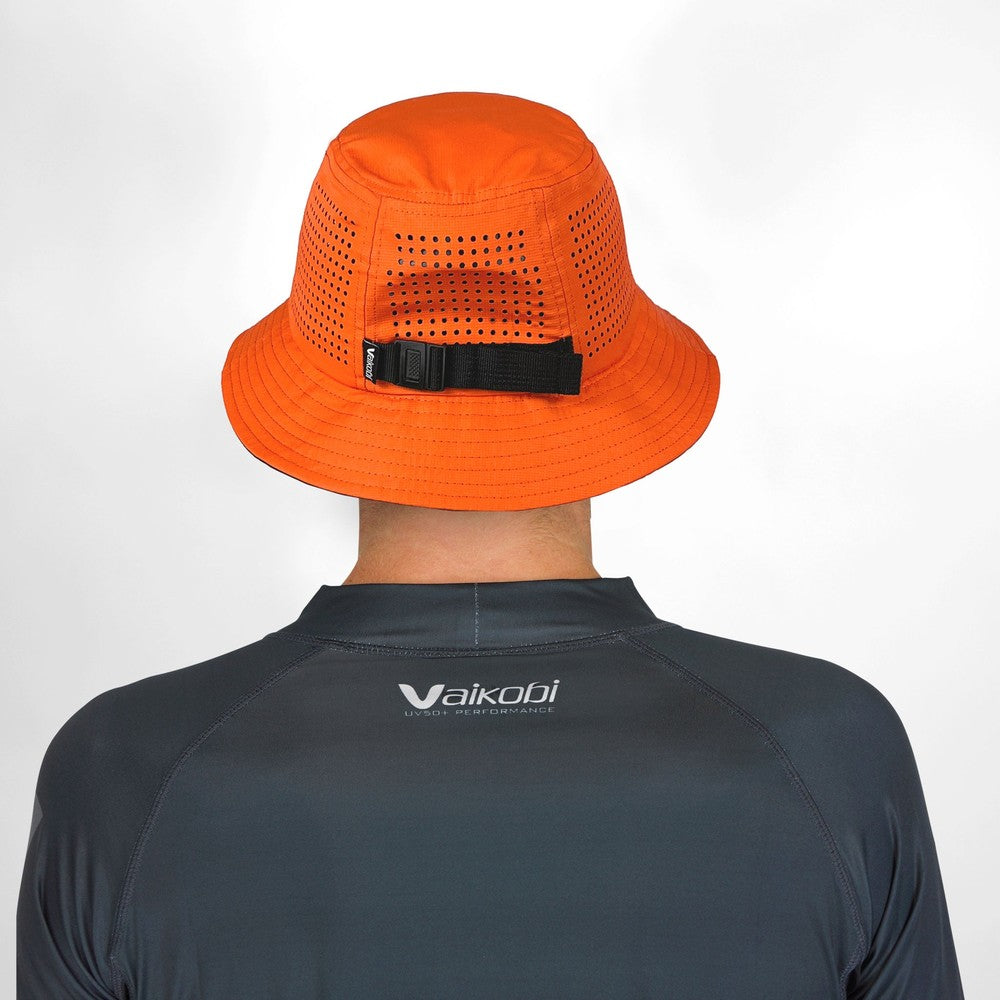 Vaikobi Bucket Bump Hat Orange - rear buckle adjuster detail