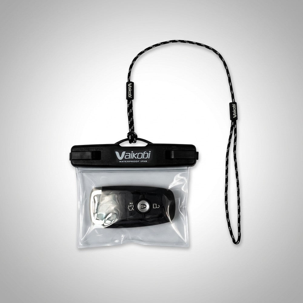 Vaikobi Waterproof Key Pouch Black - with car key fob and security cord