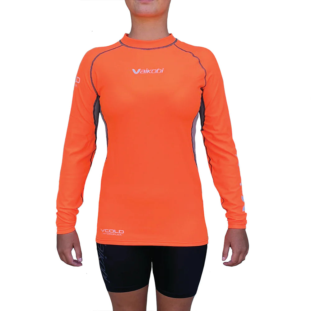 Vaikobi Hydroflex L/S Top orange with female model - front view