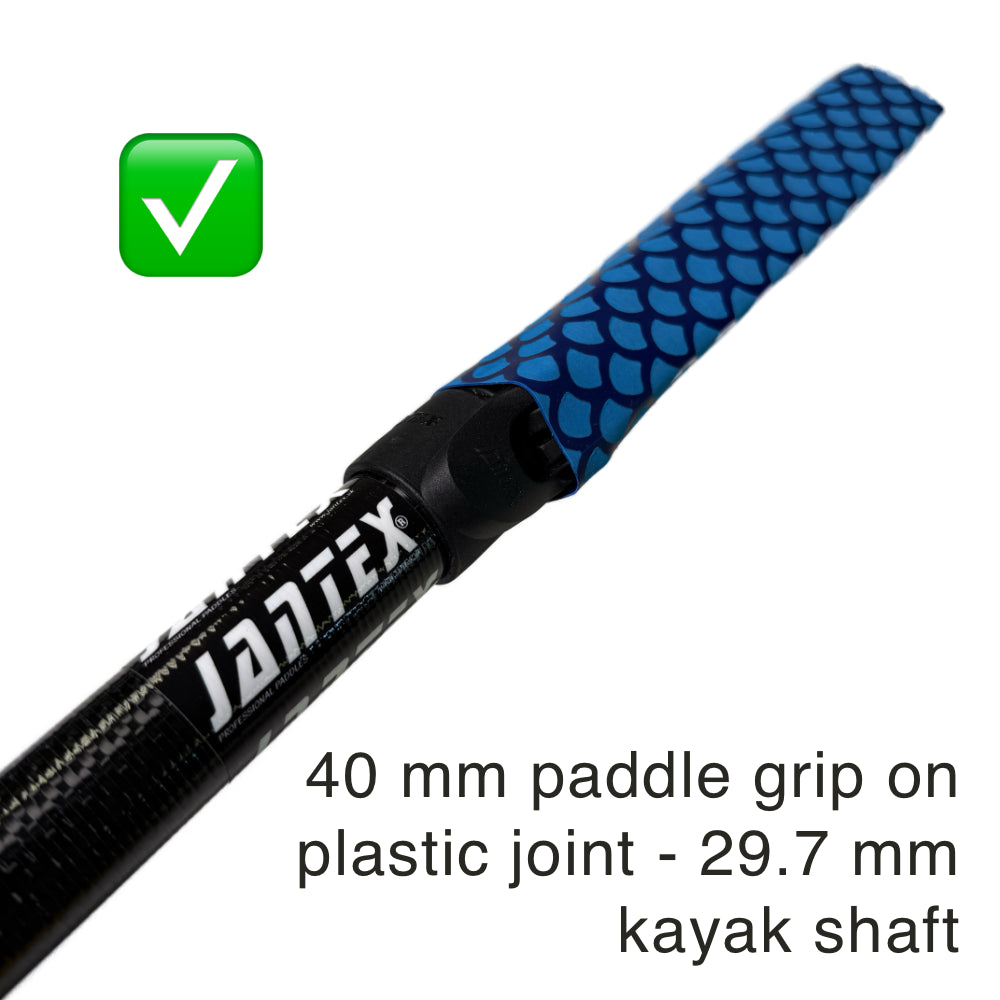Blue Paddle Grip Kayak 40 mm Fish Scale pattern on plastic joint kayak shaft 29.7 mm
