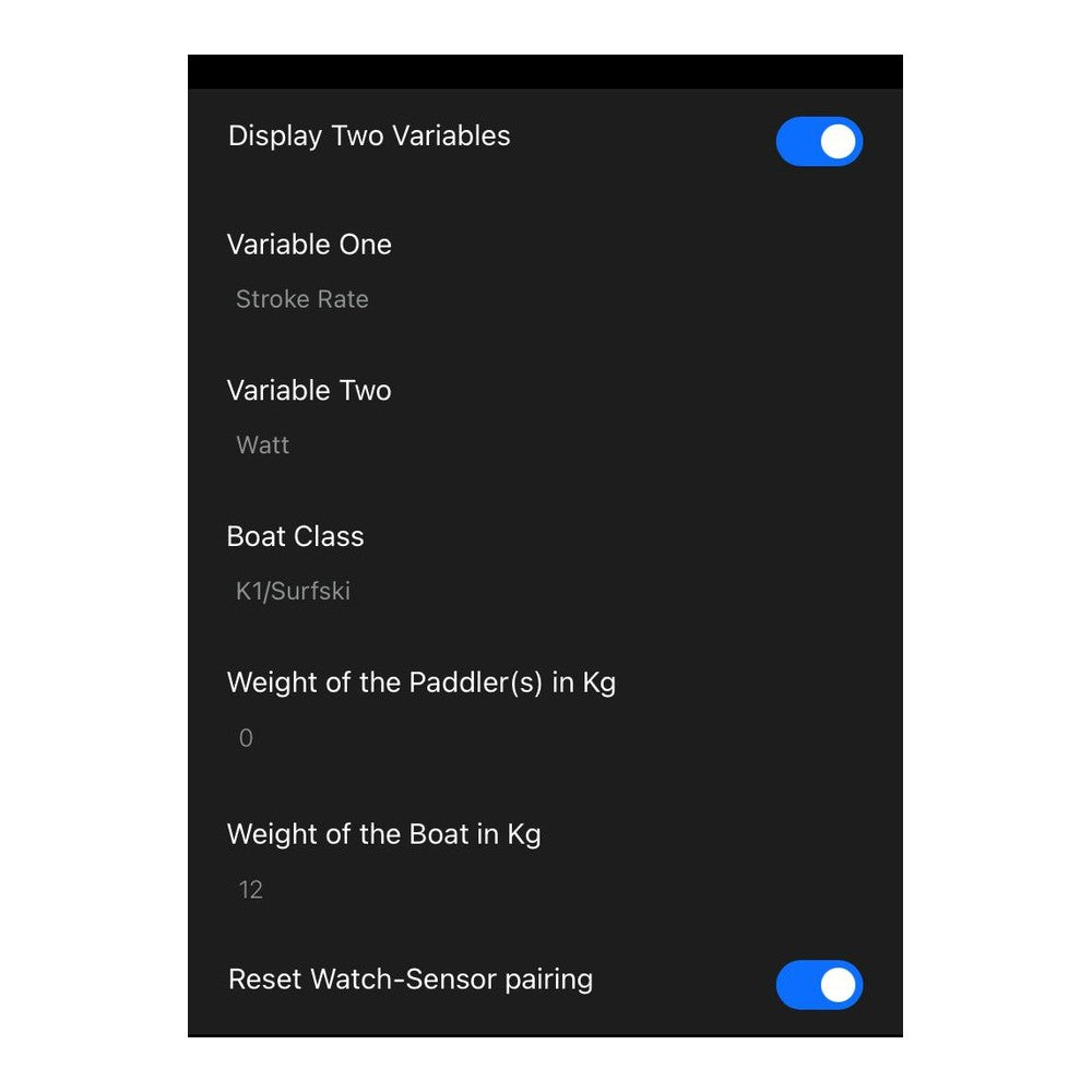 PaddlePulse Pro - Garmin Connect IQ data field settings
