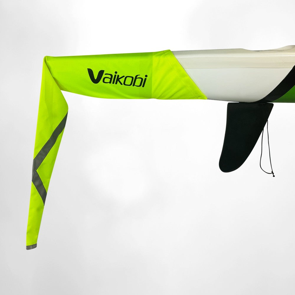 Vaikobi Tail Flag Ski Orange - mounted on surfski stern