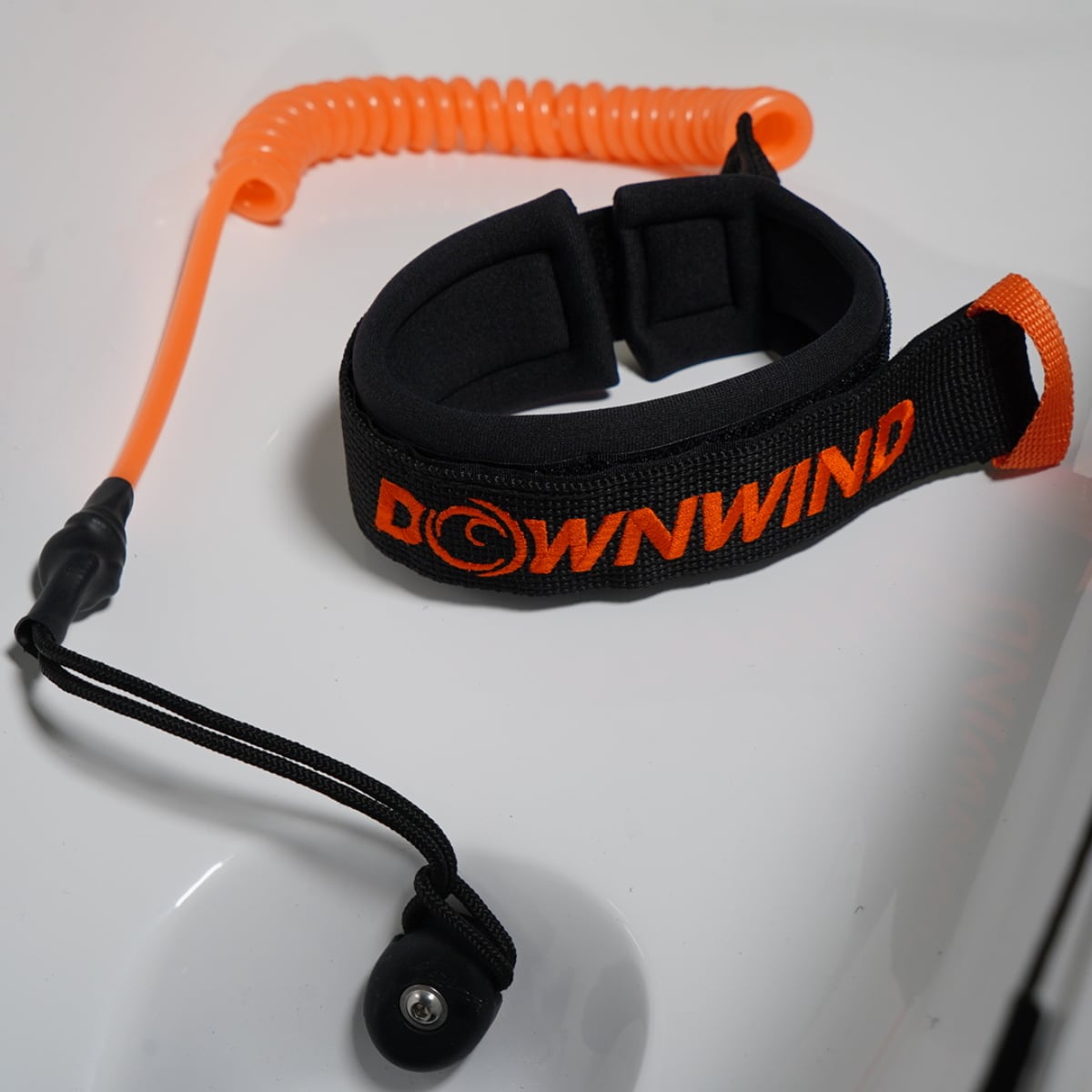 Downwind Leg Leash connected with surfski