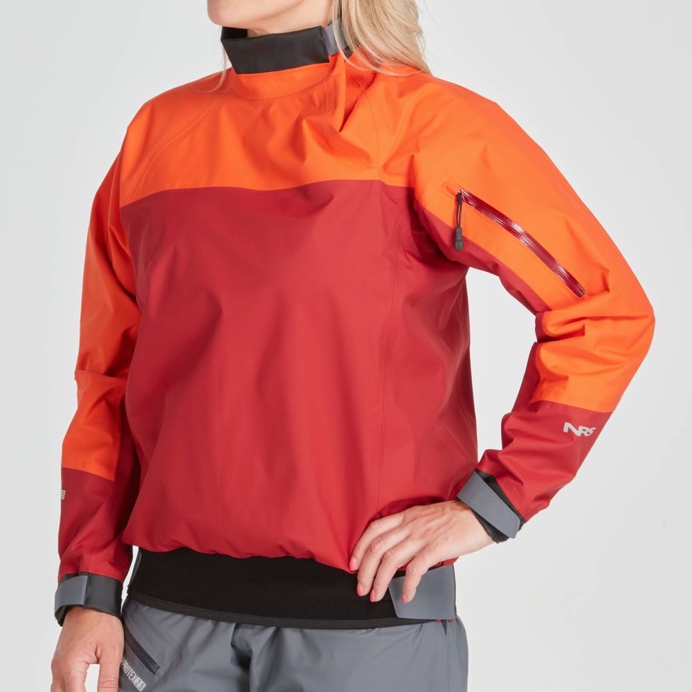 NRS Womens Echo Paddle Jacket red - with model front