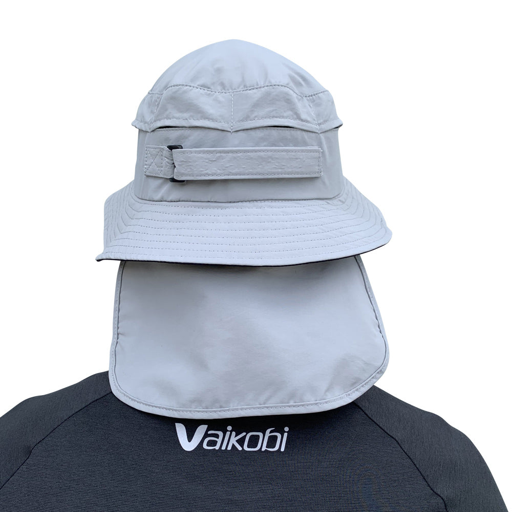 Vaikobi Downwind surfski hat grey back with flap