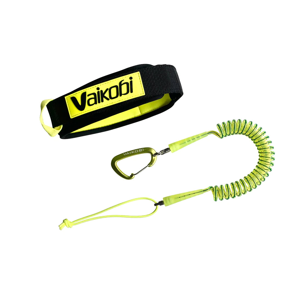 Vaikobi Surfski Leash yellow - with carabiner disconnected